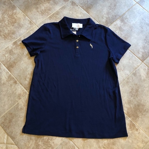 🆕 Pappagallo pullover short sleeve solid navy blue polo top large - Picture 1 of 12